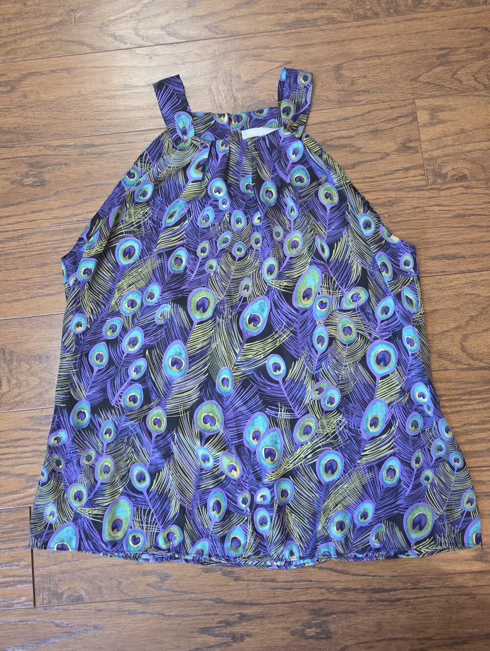 Violet & Claire Sleevless Peacock Feather Top Size Large Purple Boho Summer